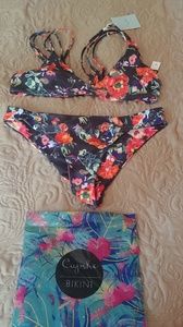 Bright/Black Floral swim suit Bikini